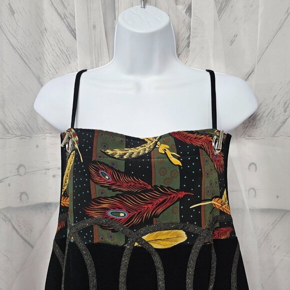 Vintage Koos of Course Black Artsy Bib Overall Sleeveless Midi Dress Size 1X - Picture 2 of 12